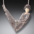 Mammoth Ivory Geisha Necklace, Handmade Silver (includes chain) - <b>Flower Geisha</b>