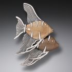 Fossilized Walrus Tusk Angelfish Jewelry Necklace or Ivory Pin, Handmade Silver - <b>Angel Fish</b>