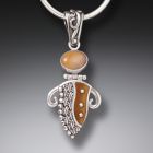 Fossilized Walrus Ivory Pendant, Handmade Silver - <b>Abstract Lady</b>