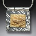 Fossilized Walrus Ivory Locket, Handmade - <b>Frog Locket</b>