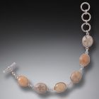 Fossilized Walrus Tusk Ivory Fossil Sand Dollar Bracelet, Handmade - <b>Silver Sand Dollar</b>