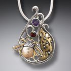 Fossilized Walrus Tusk Ivory Honeybee Necklace, 14kt Gold Fill and Handmade Silver - <b>Bee Beauty</b>