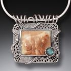 Mammoth Ivory Cat Pendant Silver with Labradorite - <b>Cat with String</b>