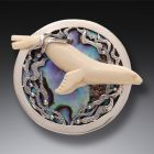 Mammoth Tusk Ivory Seal Pendant or Pin Paua Jewelry, Handmade Silver - <b>Seal's Delight</b>