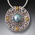 Handmade Silver Mandala Pendant and Mabe Pearl Necklace, 14kt Gold Fill and Handmade Silver - <b>Mandala</b>