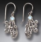 Handmade Silver Rainbow Moonstone Drop Earrings - <b>Spray</b>