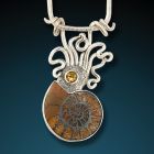 Ammonite, silver squid pendant - <b>Ammonite Squid Pendant</b>