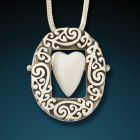 Silver and ancient mammoth ivory heart pendant - <b>Open Your Heart</b>
