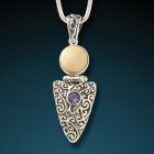 Fossilized mammoth ivory amethyst arrowhead Pendant - <b>Amethyst Arrowhead Pendant</b>