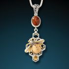 Fossilized mammoth ivory honeycomb bee pendant - <b>Honeycomb Bees</b>