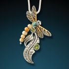 Fossilized walrus ivory dragonfly pendant - <b>Iridescence</b>
