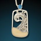 Fossilized Mammoth wave pendant - <b>Cresting Wave</b>