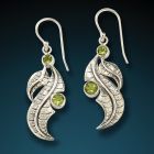 Silver and peridot leaf earrings - <b>Peridot Leaves</b>