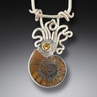 Ammonite and silver squid pendant - <b>Ammonite Squid Pendant</b>