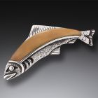 Mammoth Ivory Jewelry Handmade Silver Fish Pin or Pendant - <b>Ancestor Fish</b>