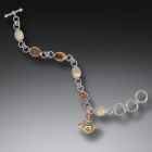 Fossilized Walrus Ivory Citrine Bee Charm Bracelet, Handmade Silver - <b>Bee Charm</b>