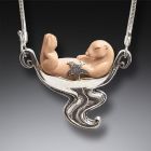 Mammoth Tusk Ivory Sea Otter Necklace, Handmade Silver (includes chain) - <b>Sea Otter</b>
