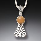 Fossilized Walrus Tusk Motif Necklace, Handmade Silver - <b>Wave Motif</b>