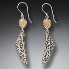 Mammoth Ivory Jewelry Dragonfly Wing Earrings, Handmade Silver - <b>Tribal Wings</b>