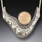 Fossilized Walrus Tusk Necklace Silver Sun