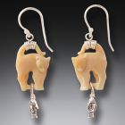Ancient Ivory and Silver Cat Earrings - <b>Cat's Meow</b>