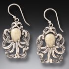 Fossilized Walrus Octopus Earrings - <b>Octopus Earrings</b>