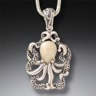 Fossilized Walrus Ivory Octopus Pendant - <b>Octopus Pendant</b>