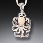 Fossilized Mammoth Ivory Octopus Pendant - <b>Octopus Pendant</b>