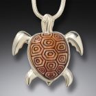Fossilized walrus ivory turtle pendant - <b>Sea Turtle</b>