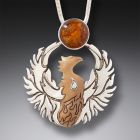 Mammoth Ivory and Amber Phoenix Pendant – <b>Phoenix Rising</b>