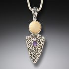 Fossilized mammoth ivory amethyst arrowhead Pendant - <b>Amethyst Arrowhead Pendant</b>