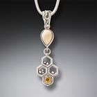 Fossilized Walrus Ivory, Citrine, and Silver Honeycomb Necklace – <b>Honeycomb</b>