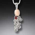 Fossilized Walrus Tusk Garnet Silver Necklace