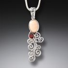 Mammoth Ivory Tusk Garnet Silver Necklace, Handmade - <b>Heart Song II</b>