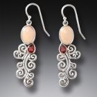 Handmade Silver Mammoth Ivory Earrings with Garnet - <b>Heart Song II</b>