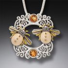 Fossilized Walrus Ivory and Silver Pendant - <b>Sun Kissed Bees</b>