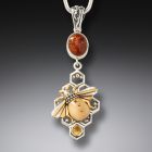 Fossilized mammoth ivory honeycomb bee pendant - <b>Honeycomb Bees</b>