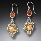Fossilized mammoth ivory honeycomb bee earrings - <b>Honeycomb Bees</b>