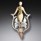 Mammoth Ivory Jewelry Mother of Pearl Pendant with 14kt Gold Fill, Handmade Silver - <b>Emergence</b>