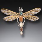 Silver Dragonfly Pin or Pendant Paua Jewelry with Fossilized Walrus Ivory - <b>Dragonfly Dreams</b>