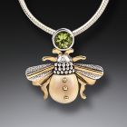 Mammoth Ivory Jewelry Bee Necklace Silver with Peridot - <b>Bee</b>