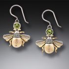 Mammoth Ivory Tusk Bee Earrings Silver, 14kt Gold Fill and Peridot - <b>Bees</b>