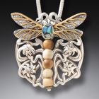 Fossilized Walrus Ivory Dragonfly Pendant - <b>Nouveau Dragonfly</b>