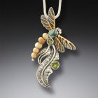 Fossilized mammoth ivory dragonfly pendant - <b>Iridescence</b>