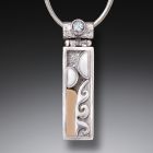 Mammoth Tusk Ivory Silver Motif Necklace with Rainbow Moonstone- <b>Beloved Motif</b>