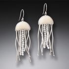 Mammoth Ivory Jewelry Jelly Fish Earrings, Rainbow Moonstone Handmade Silver - <b>Jelly Fish</b>