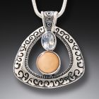 Ancient Mammoth Tusk Ivory and Silver Moonstone Pendant - <b>New Light</b>