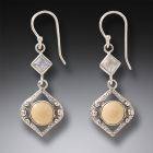 Fossilized Mammoth Tusk, Sterling Silver, Rainbow Moonstone Earrings - <b>Night Rain</b>