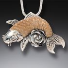 Mother of Pearl and Ancient Mammoth Ivory Koi Necklace – <b>Rose Koi</b>