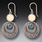Mammoth Ivory Tusk Blue Topaz Silver Earrings, Handmade - <b>Ripples</b>